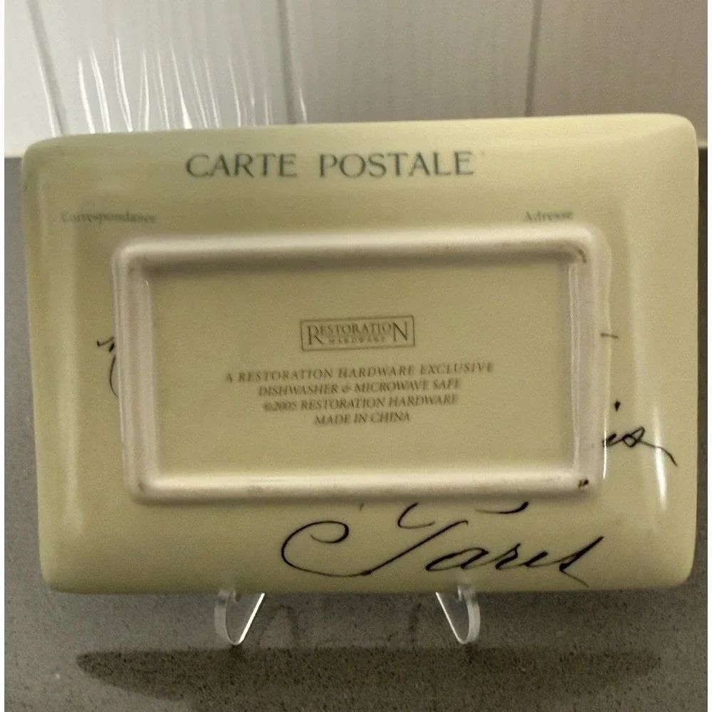VTG Restoration Hardware Set 3 Paris Postcard Trinket Dish Appetizer Plate GUC